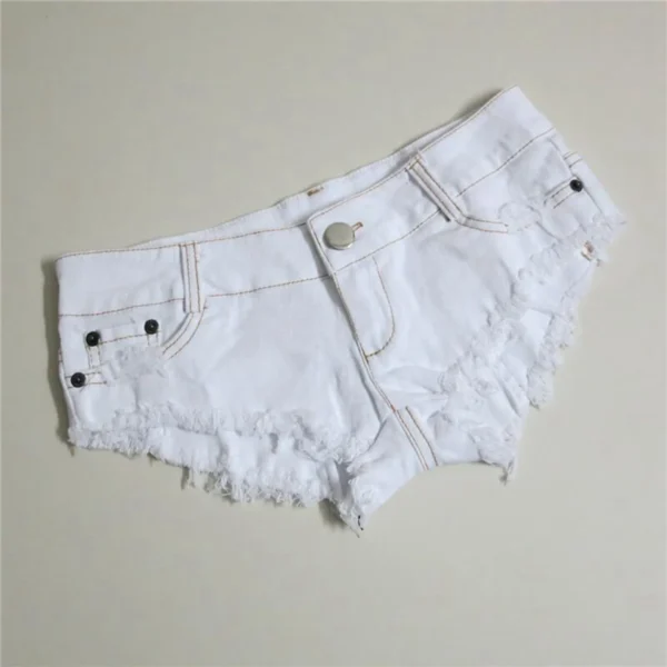 Summer Fashion White Mini Denim Shorts Women New Sexy Ultra Low Waisted Denim Shorts Nightclub Hot Pants Woolen Edge Shorts - Image 5