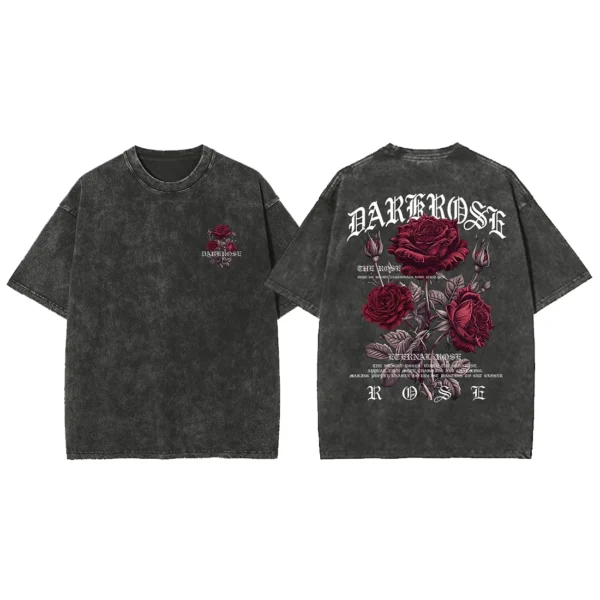 Red Roses Wrapped In Ribbons Printing Clothes Men Cotton Breathable Tee Clothes Oversized Casual Loose T-Shirts Short Sleeve - Image 5