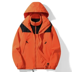 3-in-1 Outdoor Waterproof Cardigan Thick Coat Autumn Winter Raincoats Camping HikingWindbreaker Men Women 2pcs Set Hooded Jacket