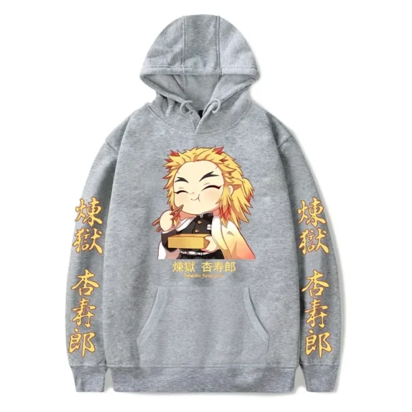 Japan Anime Demon Slayer Kawaii Rengoku Kyoujurou Graphic Print Men Women Autumn Winter Harajuku Sweatshirt Plus Size Hoodie - Image 4