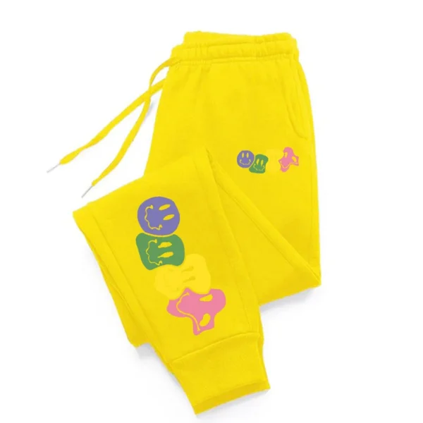 Cute Smiling Face Printing Casual Versatile Comfortable Women Pant Trendy Trousers With Drawstring Pockets Sweatpants Female - Image 4