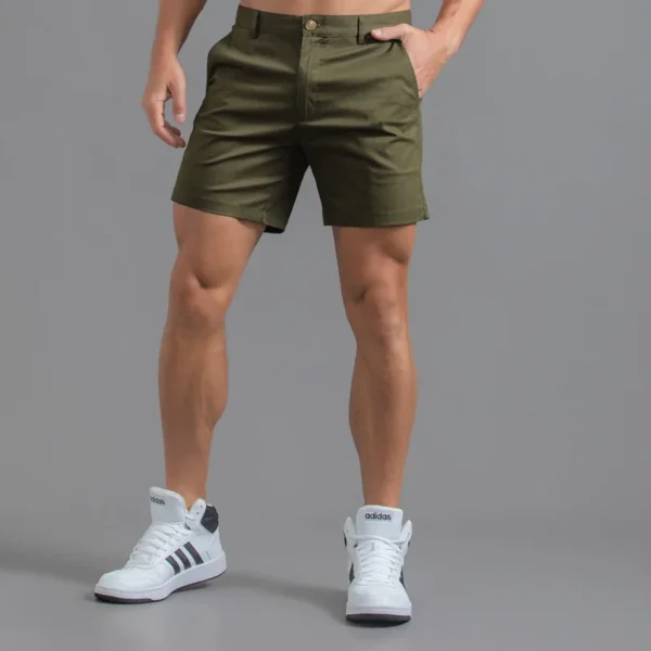 Men's Casual Shorts 2024 Summer Slim Fit Sexy Golf Shorts Solid Color Pure Cotton Waterproof Wear-Resistant Cargo Shorts Male - Image 3