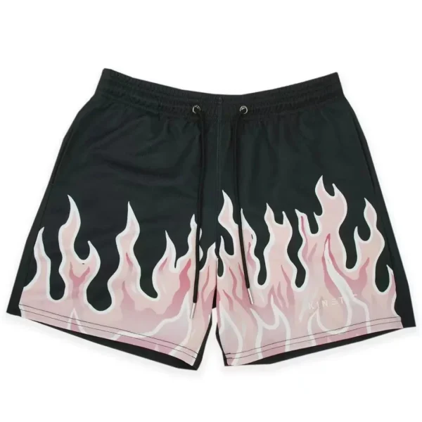 2024 Mesh Breathable Men Shorts GYM Basketball Running Quick-Drying Shorts Baggy Flame Print Fashion Shorts Summer Shorts - Image 2