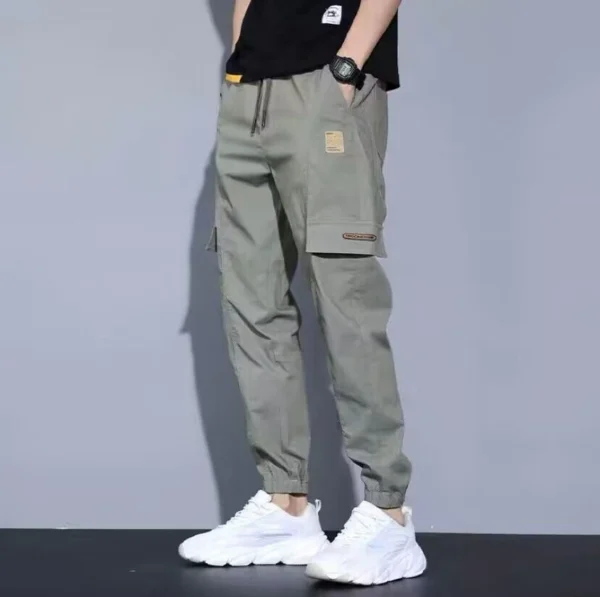 Men Pants Soft Fabric Multi Pockets Elastic Waist Spring Summer Cargo Pants Wear-resistant Jogger Trousers Simple Clothes - Image 4