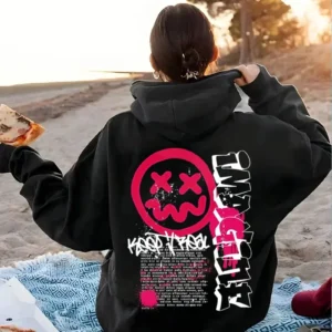 New Sweatshirt Funny Face Printed Women Fashion Casual Wear Women's Hoodies Y2K Vacation Women Autumn/Winter High Street Hoodie