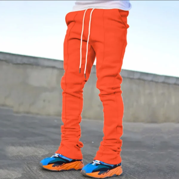 Casual Stretch Cargo Pants Slim Fit Elastic 2024 Men's Four Season Long Flared Tie Sports Trousers High Waist Y2k Pant 남자 여름바지 - Image 4