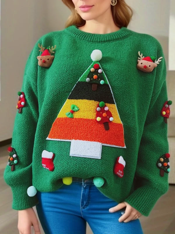 OMCHION Female 2023 New Arrive Christmas Sweater Christmas Socks Snowflake Knitwear,women Causal Loose Pullover Cheap Clothing - Image 4