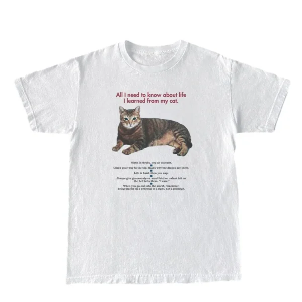 Female Vintage Cat Funny Quotes Graphic T-Shirts Short Sleeve Cute Mom Tee Shirt Lover Shirt Women Loose Aesthetic Tops - Image 2