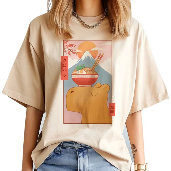Capybara t-shirts women designer top girl harajuku manga clothing - Image 2