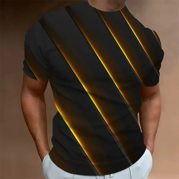 Fashion T-shirts For Men 3d Line Print Men Clothing Street Design Short Sleeved Oversized Tee Shirt Daily Casual Sportswear Tops - Image 2