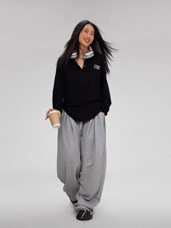 CBXLAB Street Dance Women's 2024 Grey Hip Hop Loose Dance Flowy Solid Color Sweatpants - Image 4