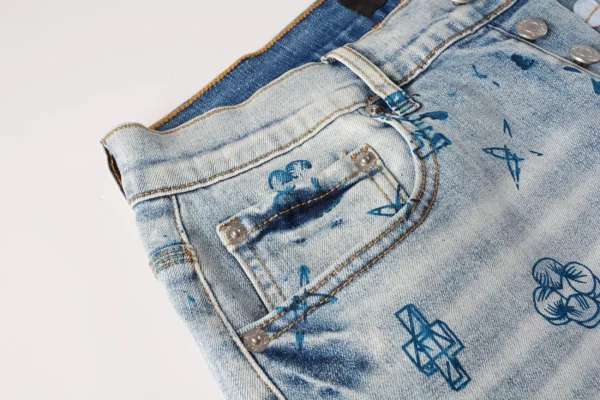 New 2024 Purple roca jeans Men woman Brand vintage burr edges washed denim shorts for men Repair Low Raise Skinny Denim pants - Image 4