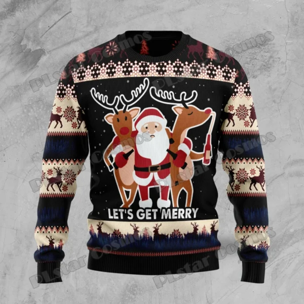 Hippie Santa Claus Peace And Love 3D Printed Men's Ugly Christmas Sweater Winter Warm Unisex Casual Knit Pullover Sweater MY02 - Image 6