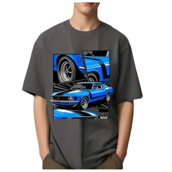 M-Mustang Drift Car Racing T Shirt Men New Kawaii Vintage Anime Print Funny Summer Casual Printed Short Sleeve Tshirts Male Tops - Image 2