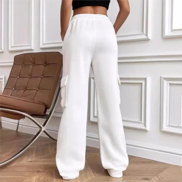 Women's Casual Sports Pants 2024 Autumn/winter Lady Fashionable Side Pocket Versatile Solid Color Straight Sweatpants Trousers - Image 2