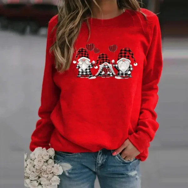 Classic Sweatshirt Jumper Lightweight Women Sweatshirt Stretchy Cozy Christmas Print Pullover Sweatshirt - Image 6
