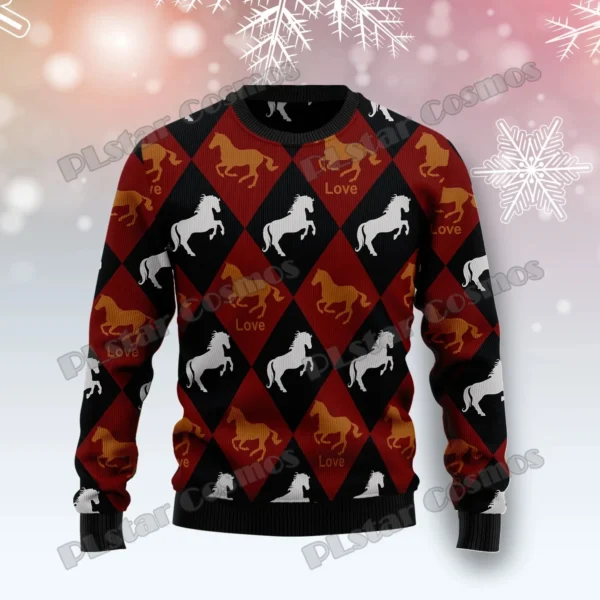 PLstar Cosmos Horse Christmas Tree 3D Printed Men's Ugly Christmas Sweater Winter Unisex Casual Warm Knitwear Pullover MY29 - Image 5