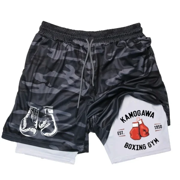 Anime Compression Shorts Summer Sportswear Men GYM 2 In 1 Training Workout Male Fitness Sport Shorts - Image 2