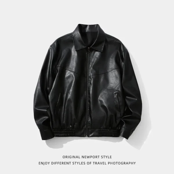 American Black Leather Jacket for Men and Women The Same New Autumn Vintage Fashion Couple High Street Available Two-open Jacket