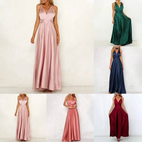 V Halter Dress Convertible Multi Way Wrap Maxi Grecian Dresses Wedding Party Dress Formal Dress Women Elegant Evening Long Deep - Image 6
