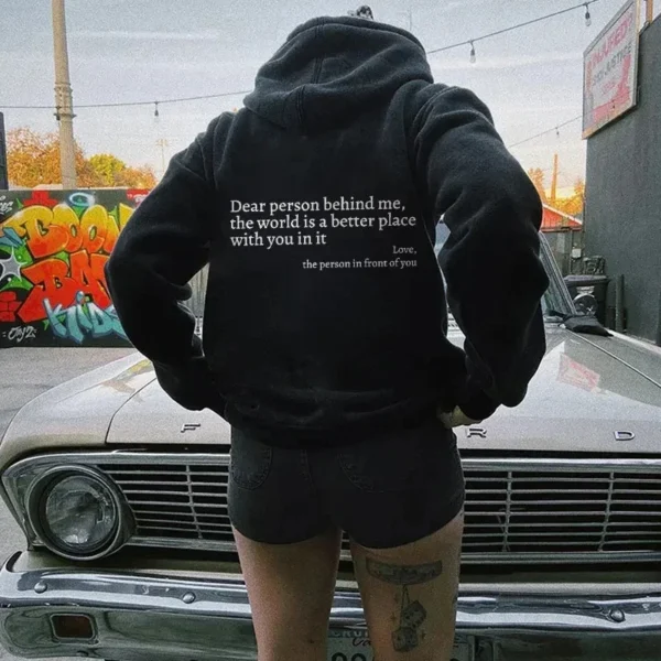 Autumn Y2k Pullover Hoode Women Young Lady Printed Letter Dear Person Behind Me Hoodie Plus Size Aesthetic Hoody Sweatshirt Tops - Image 2