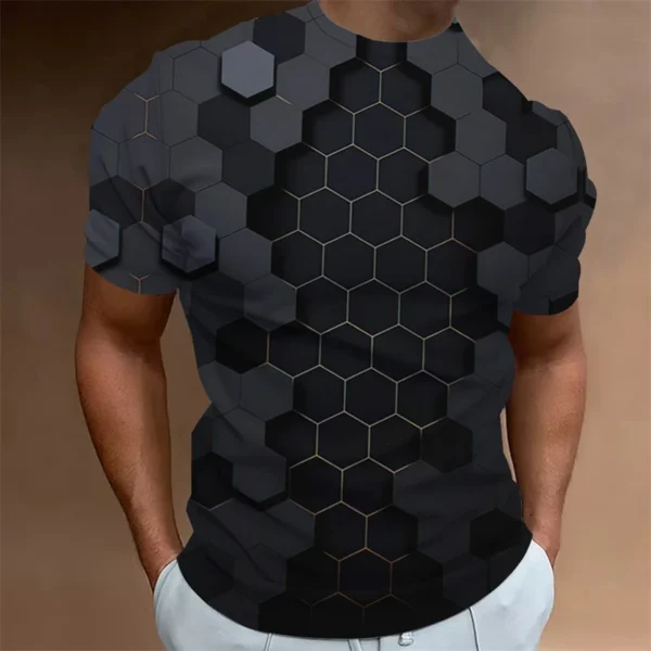 Fashion T-shirts For Men 3d Line Print Men Clothing Street Design Short Sleeved Oversized Tee Shirt Daily Casual Sportswear Tops - Image 6