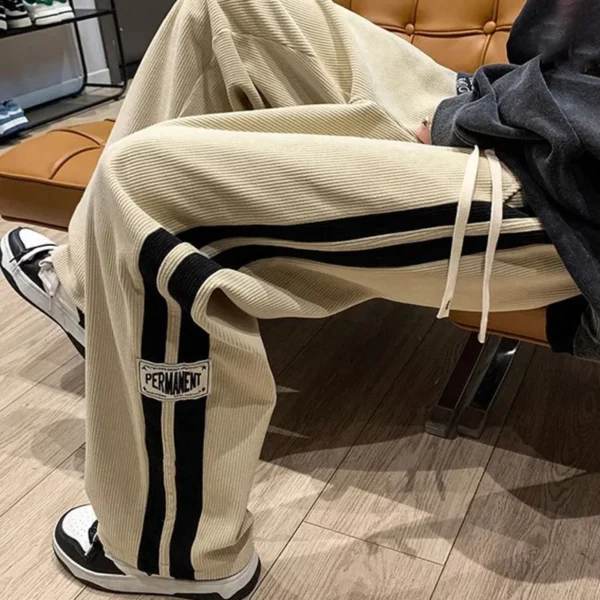 2023 Side Striped Corduroy Baggy Pants Men Streetwear Korean Fashion Casual Hip Hop Vintage Cargo Pants Loose Trousers Joggers - Image 4