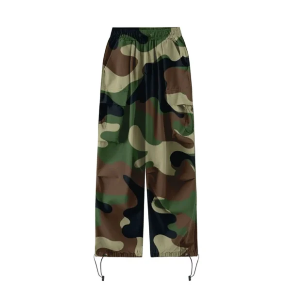 Womens Baggy Cargo Streetwear Camo Print Pants Hip Hop Style Joggers Sweatpants Drawstring Plus Size Cropped Pants шорты Y2k - Image 5