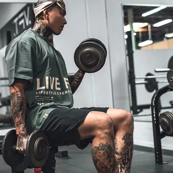 Men's Gym Summer Casual T-Shirt Fitness Running Short Sleeve Tee Tops Fashion Hip-hop Oversized Shirt Male Sweatshirt Clothing - Image 3