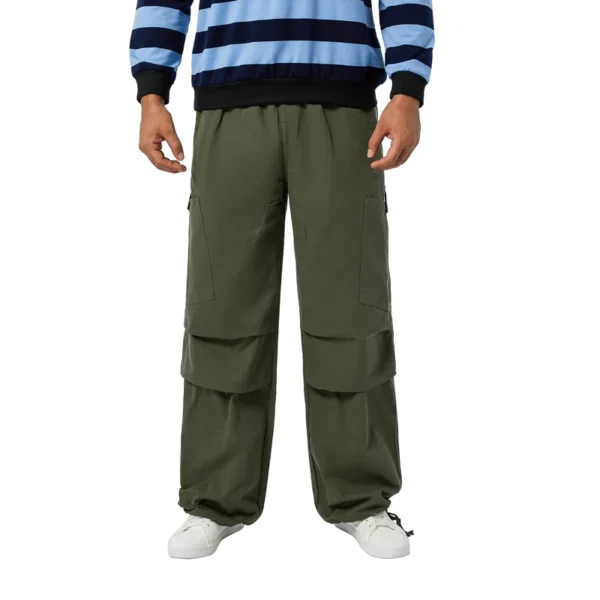 Men s Elastic Waist Loose Fit Lightweight Workwear Cargo Pants Hip Hop Casual Baggy Sweatpants - Image 3