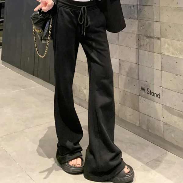 Korean Micro Flare Pants Women Draping Slim High-Waisted Streetwear Solid Harajuku Y2K Sweatpants Fashion Loose Casual Trousers - Image 4