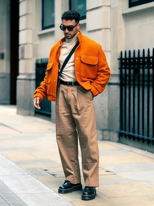 Trendy Pocket Single Breasted Men Jacket 2024 Autumn Turn Down Collar Long Sleeve Casual Warm Coat Men's Chic Solid Outwear - Image 3