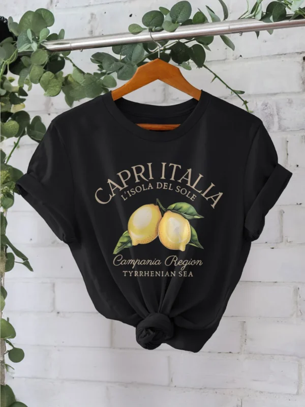 Lemon Print T-shirt Short Sleeve Crew Neck Casual Top for Summer & Spring Women's Clothing - Image 2
