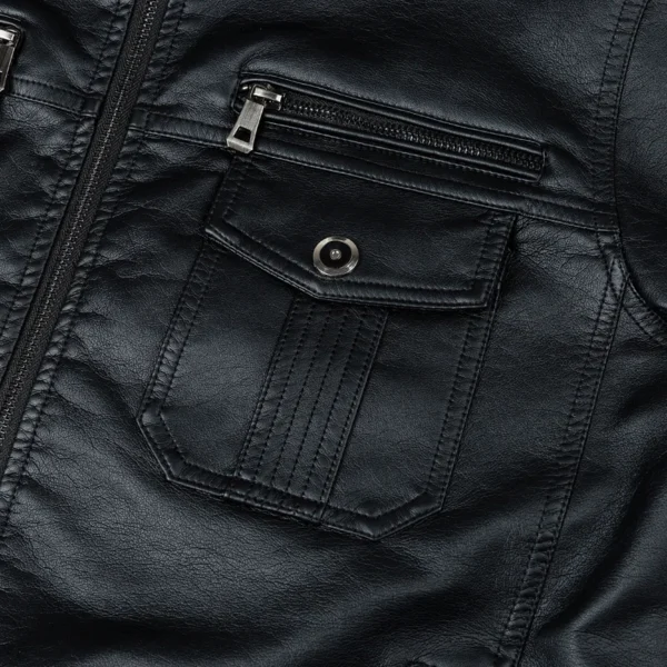 Zip Up Leather Jacket Men's Autumn Winter Vintage Motorcycle Jacket for Men Fashion Biker Leather Coats Male Outerwear Windbreak - Image 4