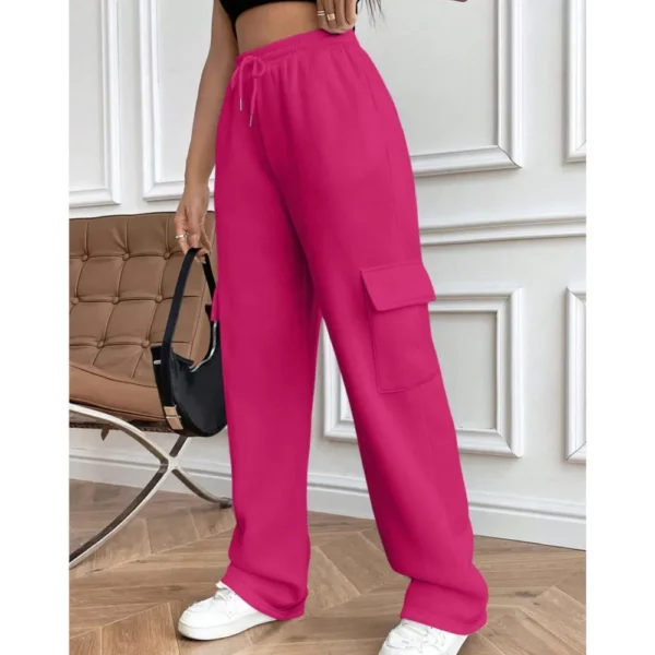 Women's Casual Sports Pants 2024 Autumn/winter Lady Fashionable Side Pocket Versatile Solid Color Straight Sweatpants Trousers - Image 4
