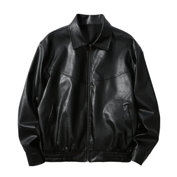 American Black Leather Jacket for Men and Women The Same New Autumn Vintage Fashion Couple High Street Available Two-open Jacket - Image 5