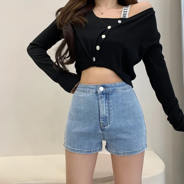 New Jeans Womens Shorts Summer Denim Shorts Fashion Versatile Hot Girl High Waist Peach Butt Shorts Booty Shorts Sexy Girl - Image 2