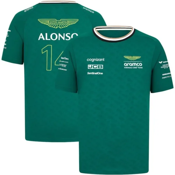 Formula1 Team Racing 2024 New Green Summer Men's Breathable T-Shirt Outdoor Sports Team Casual Short Sleeves T Shirt For Men - Image 4