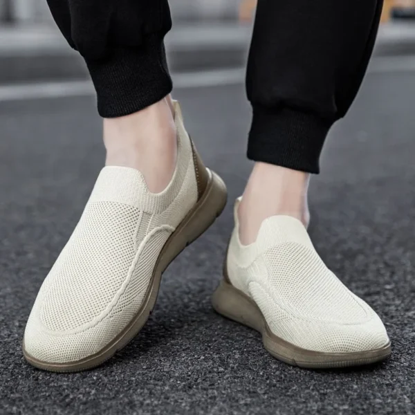 Fashion Khaki Men's Summer Sneakers Breathable Knit Lace-up Lightweight Casual Shoes For Men New Comfortable Urban Man Sneakers - Image 4