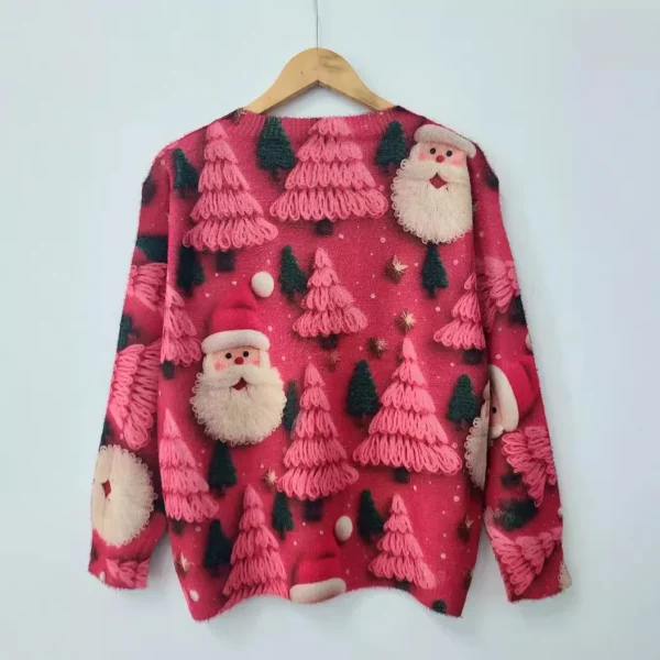 2024 New Autumn And Winter Fashionable And Cute Christmas All-over Printed Round Neck Mink Fur Printed Sweater - Image 4