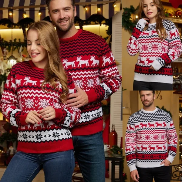 Christmas Casual Loose Knitwear Sweaters Couples Outfits O-Neck Sweater Top Holiday Party Sweatshirts Winter 2023 - Image 2