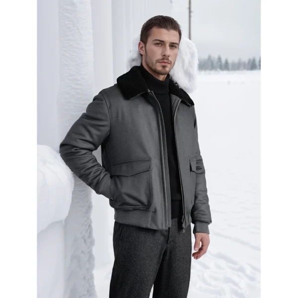 New men's woolen jacket casual Korean style fur collar men's autumn and winter trendy woolen coat jacket men's clothing - Image 4