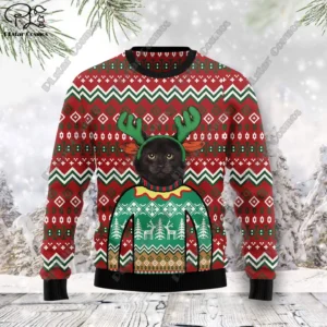 New 3D Printed Animal Custom Series Cute Christmas Pattern Ugly Sweater Street Casual Winter Sweatshirt S-11