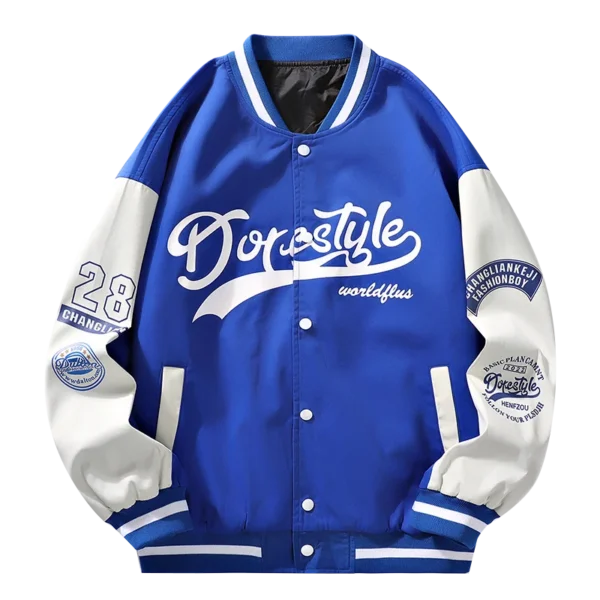 M-4XL 2024Spring and Autumn New Men's Jacket Letter Printed Color Blocked Student Coat Casual Loose Baseball Jacket