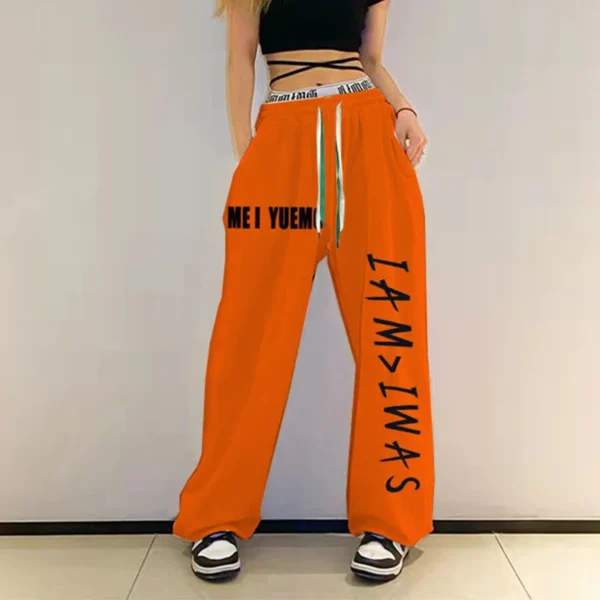 Spring Summer Streetwear Fashion Patchwork Hip Hop Pants Female Loose Casual Letter Print Sweatpants Women's Hipster Trousers - Image 6