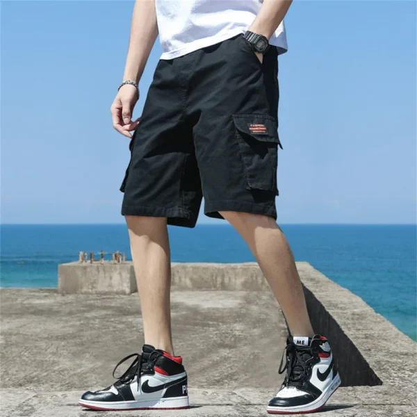 Summer Men's Shorts Casual Cargo Pants Letter Pocket Printed Straight Pants Sweatpants Male Outdoor Sports Running Clothing - Image 3