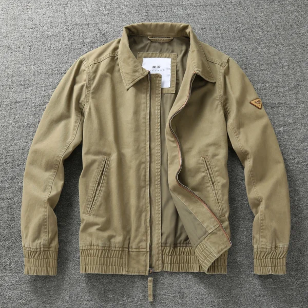 Men's business casual lapel coat vintage American fall and winter trend Slim cargo jacket blouse middle-aged men's clothing - Image 2