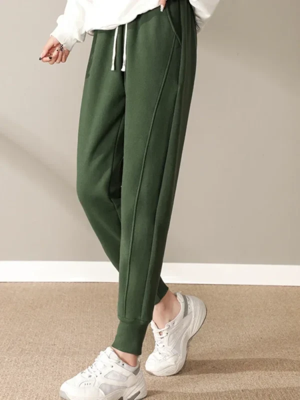 Women's Windproof Sweatpants Korean Style Waterproof Slimming Black Pants Winter Velvet Thermal Length Pants Women Clothes - Image 5