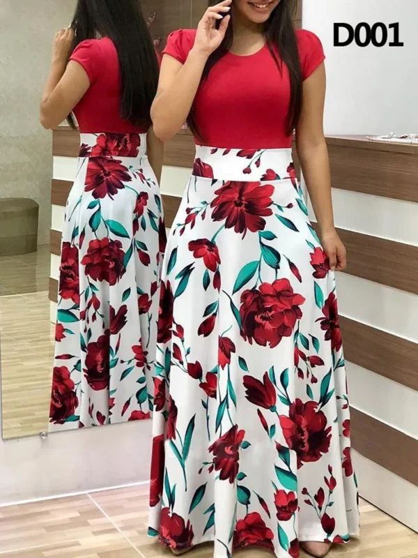 Summer Women's Maxi Vestido Casual Printing Short-Sleeved Round Neck Dress Robe Ropa Mujer Vestidos Vintage Clothes Kleid 2023 - Image 2