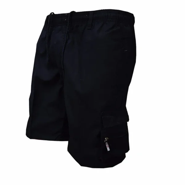 Casual Summer Men Solid Color Multi-pockets Drawstring Baggy Cargo Shorts Pants Multi-pockets Drawstring Cargo Shorts Pants - Image 6
